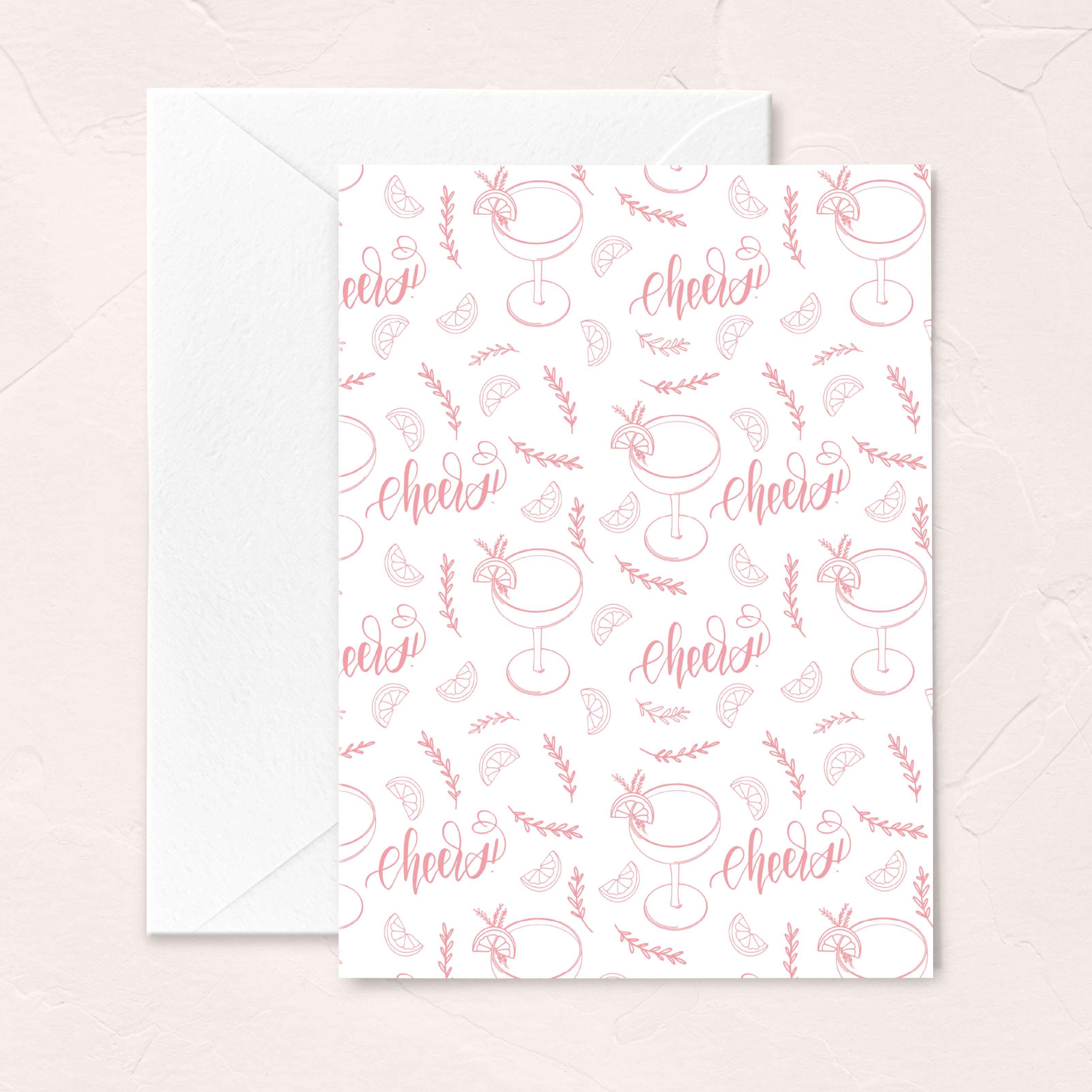 Pink Cheers Bridal Shower Greeting Card