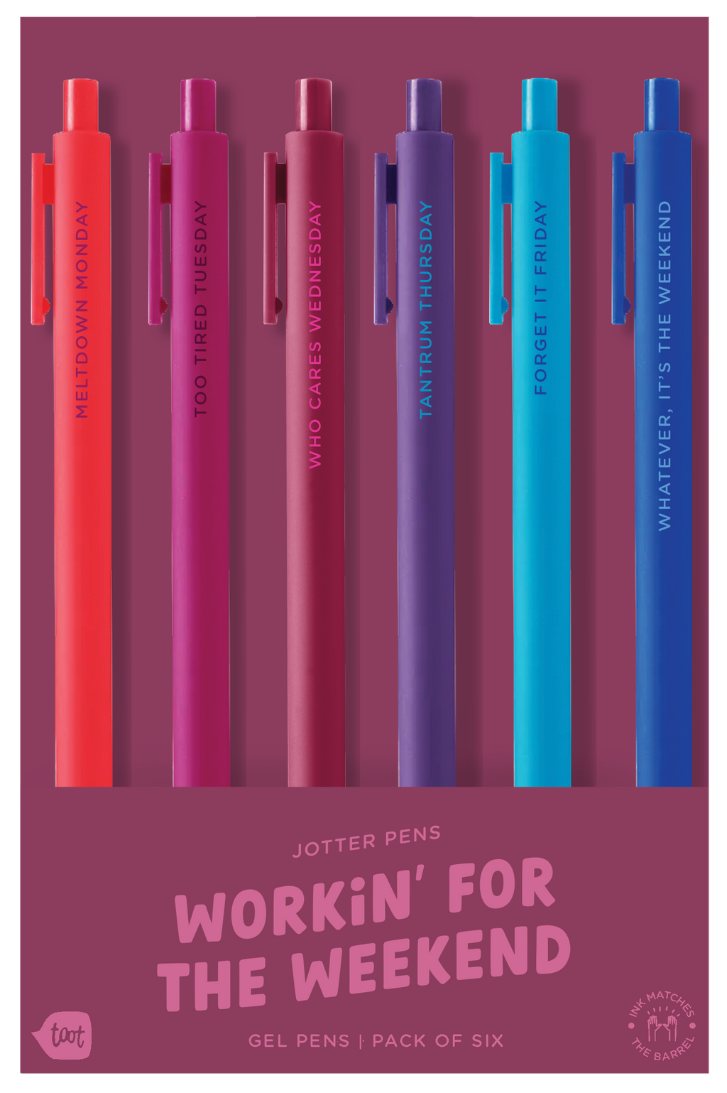 No Worries Jotter Pens - Set of 6