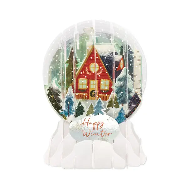 Holiday A-Frame Pop-Up Snow Globe Greetings Card