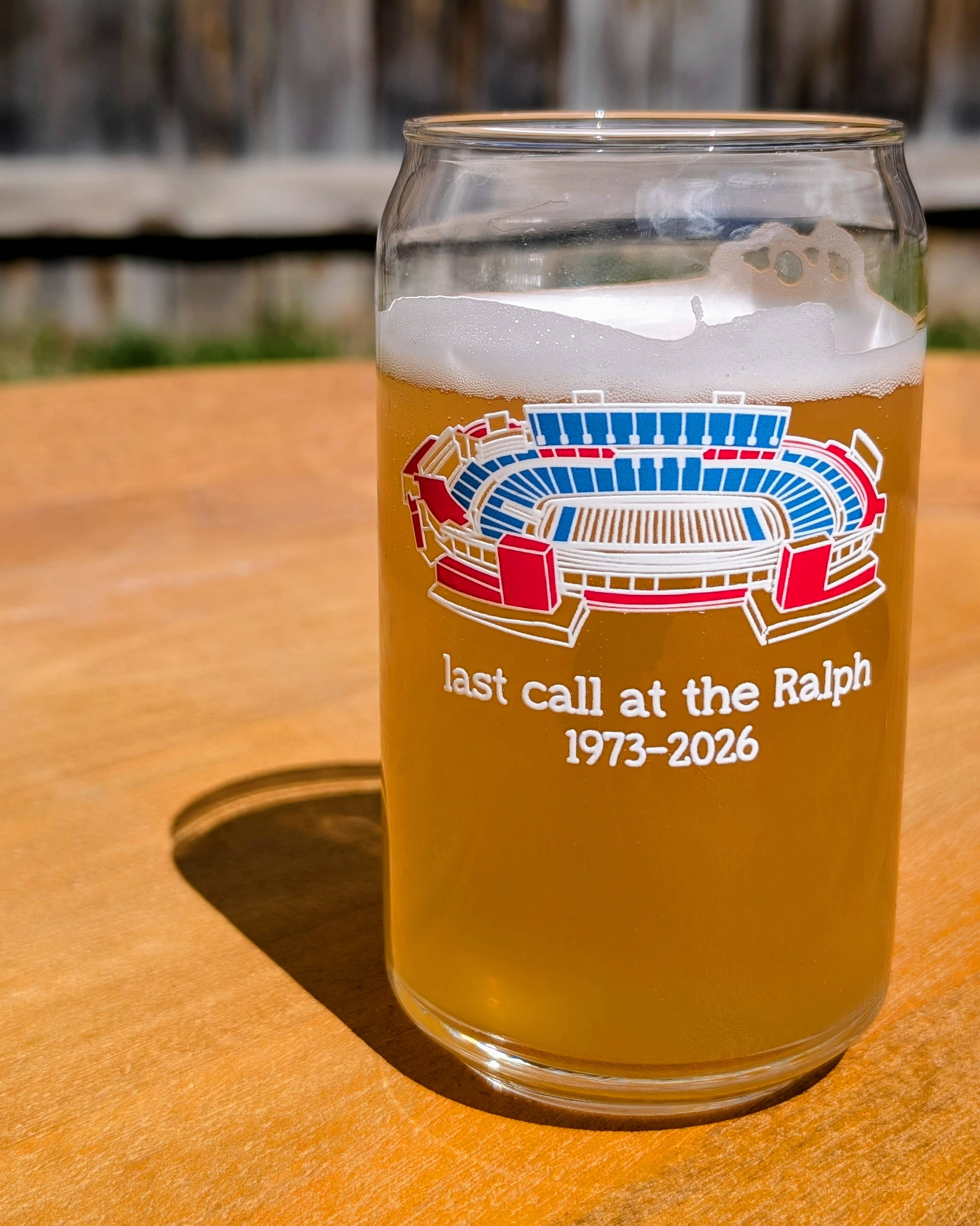 Last Call at the Ralph Stadium Beer Glass