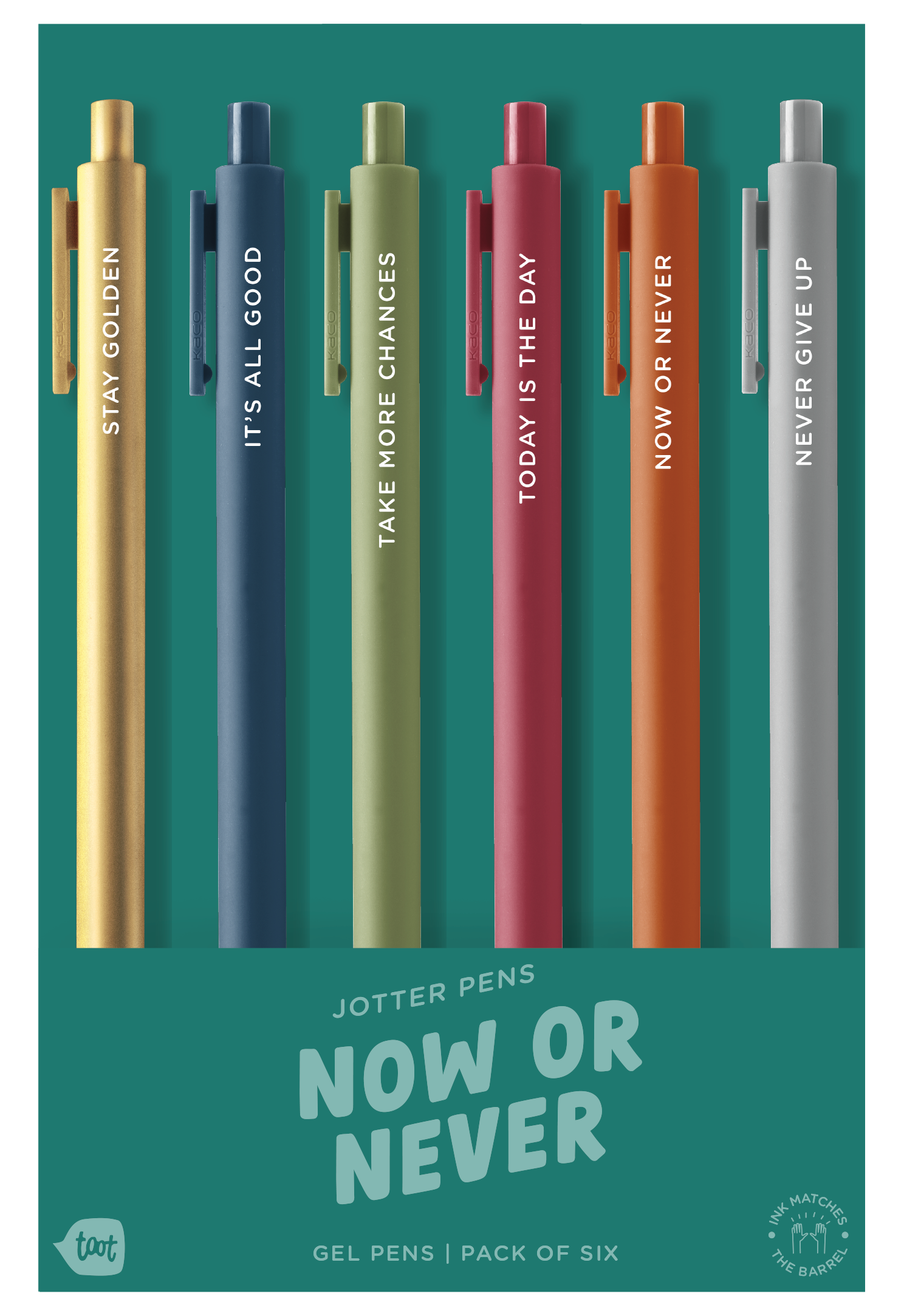 No Worries Jotter Pens - Set of 6