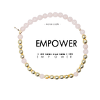 Morse Code Bracelet - Empower - Gold Hematite & Glassy Pink