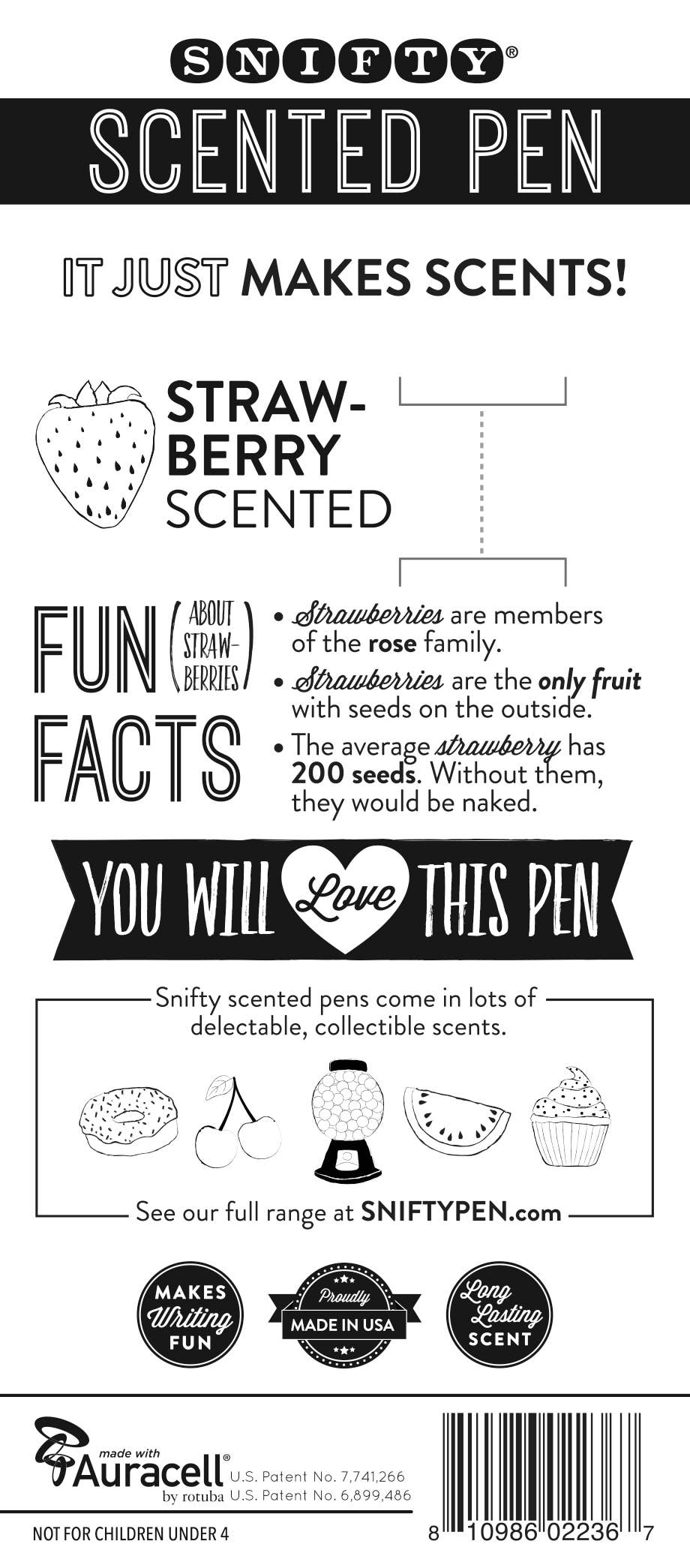 Strawberry Scented Pen Card
