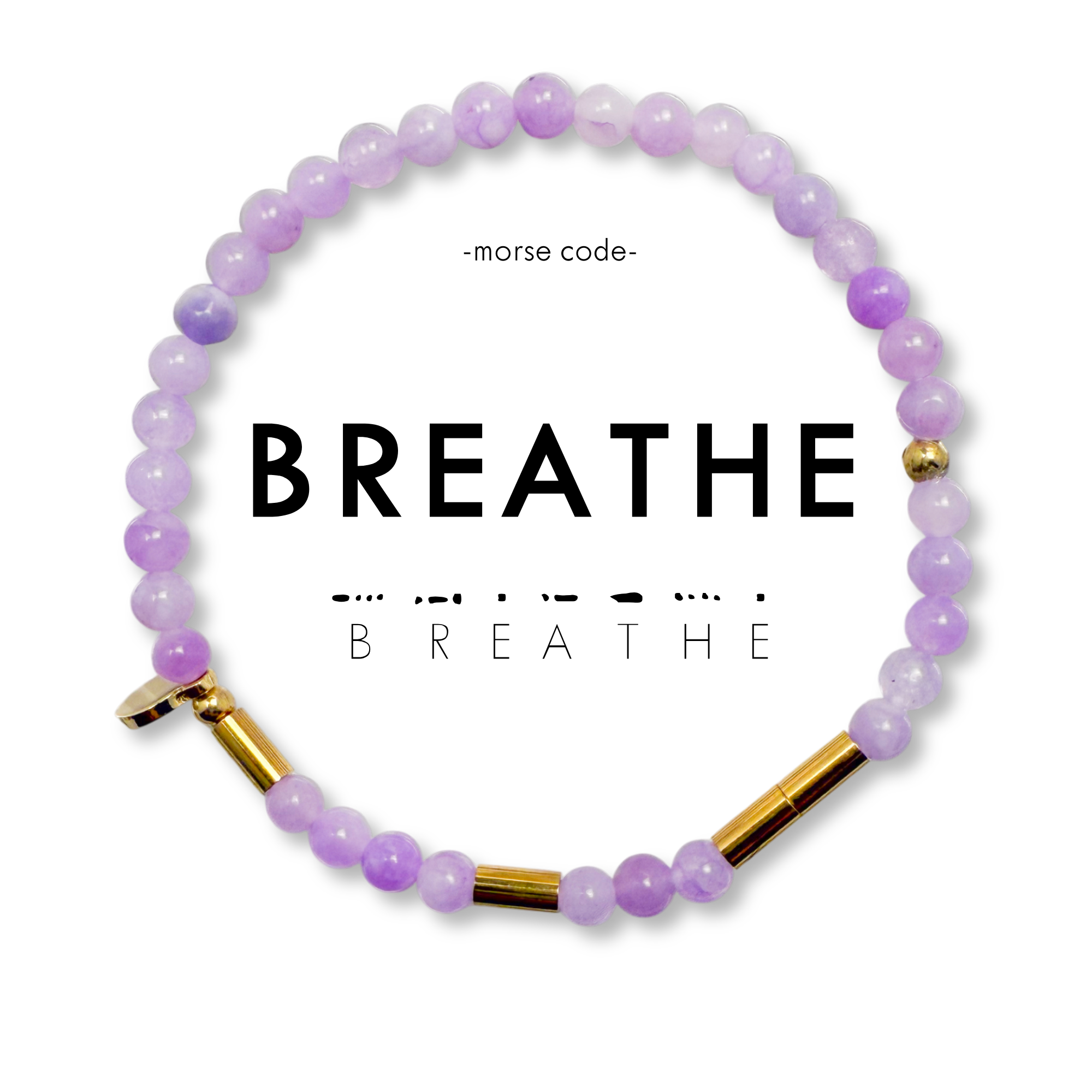 Morse Code Gold & Stone Beaded Bracelet | BREATHE