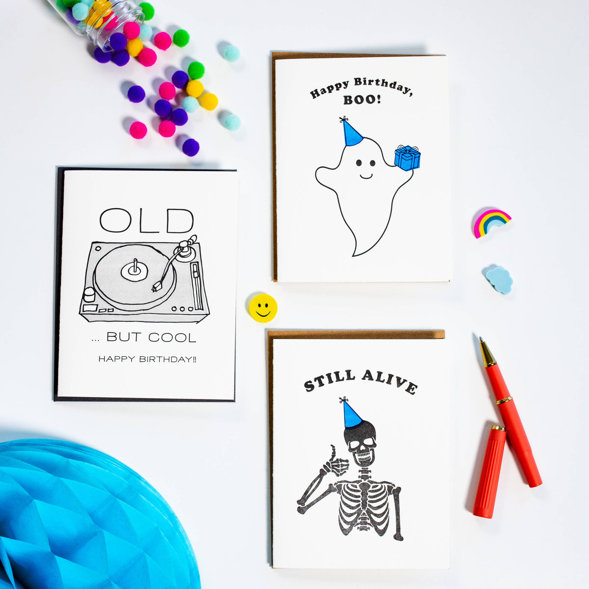 Birthday Boo - Party Ghost Letterpress Birthday Card