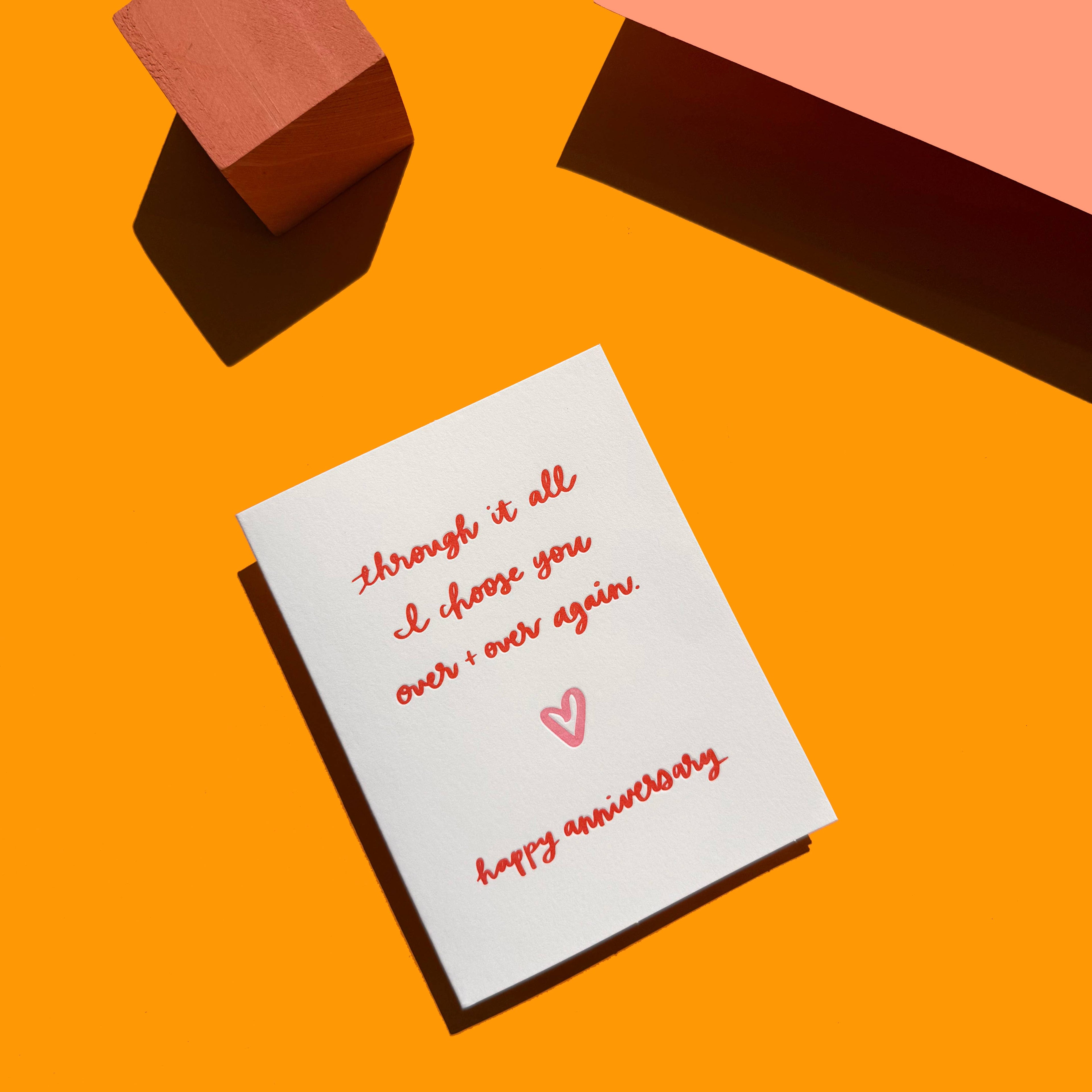 I Choose You Letterpress Anniversary Card for Couples