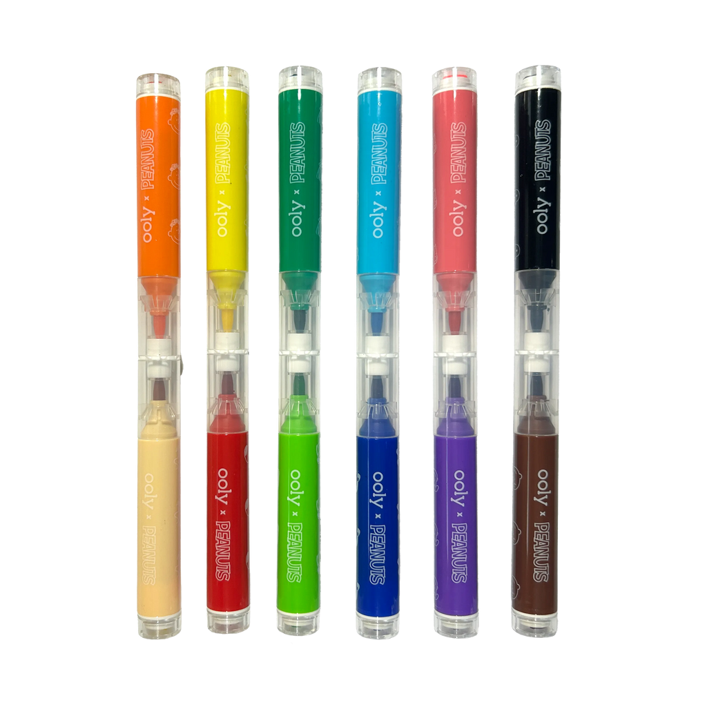 OOLY x Peanuts: Double-Ended Brush & Stamp Markers -Set of 6