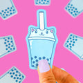 Blue Boba Cat Sticker