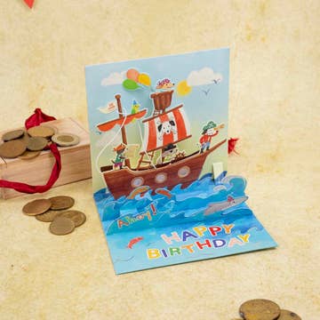 Pop-Up Pirate Ship Kids Card with Dogs- Ahoy!
