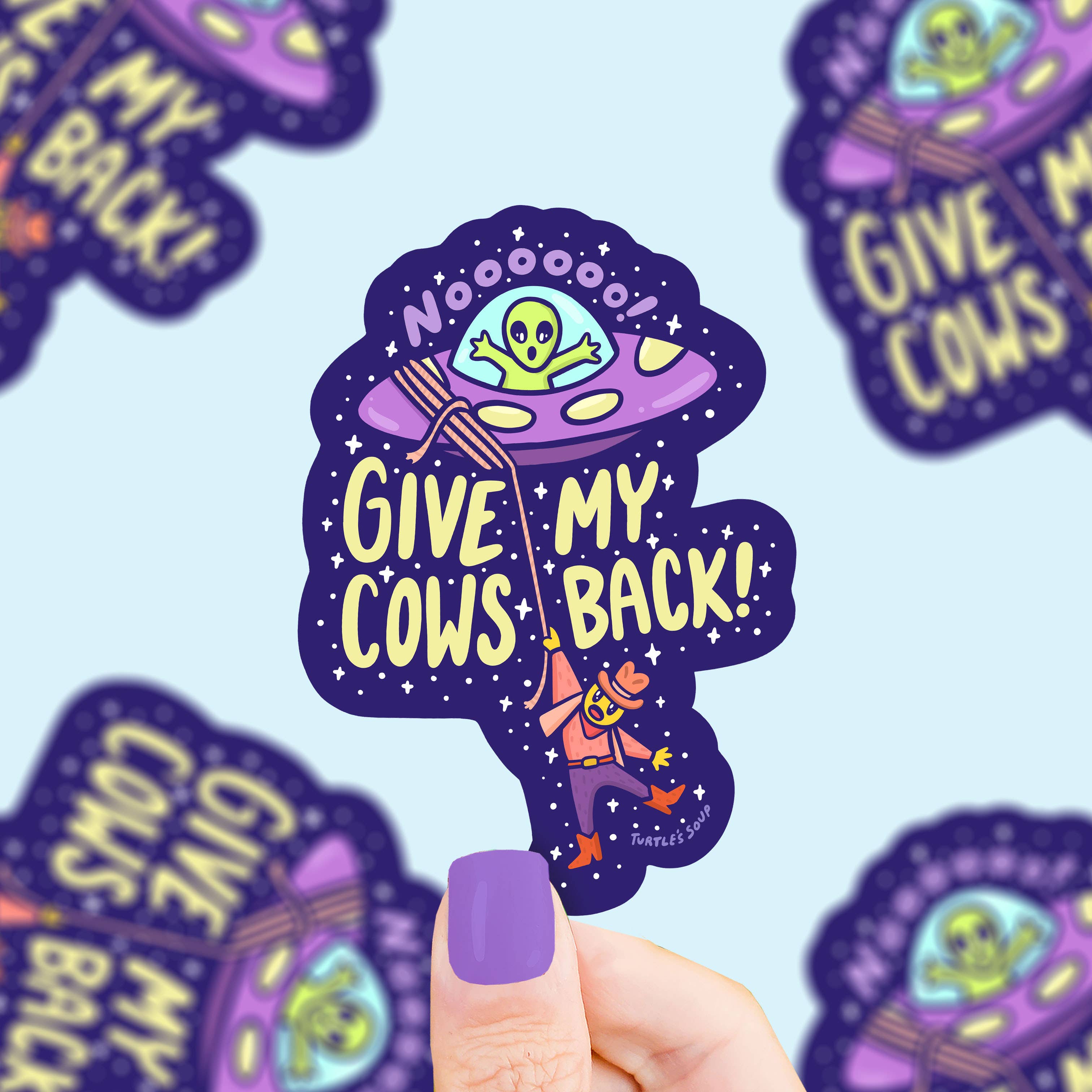 Give My Cows Back UFO Vinyl Sticker