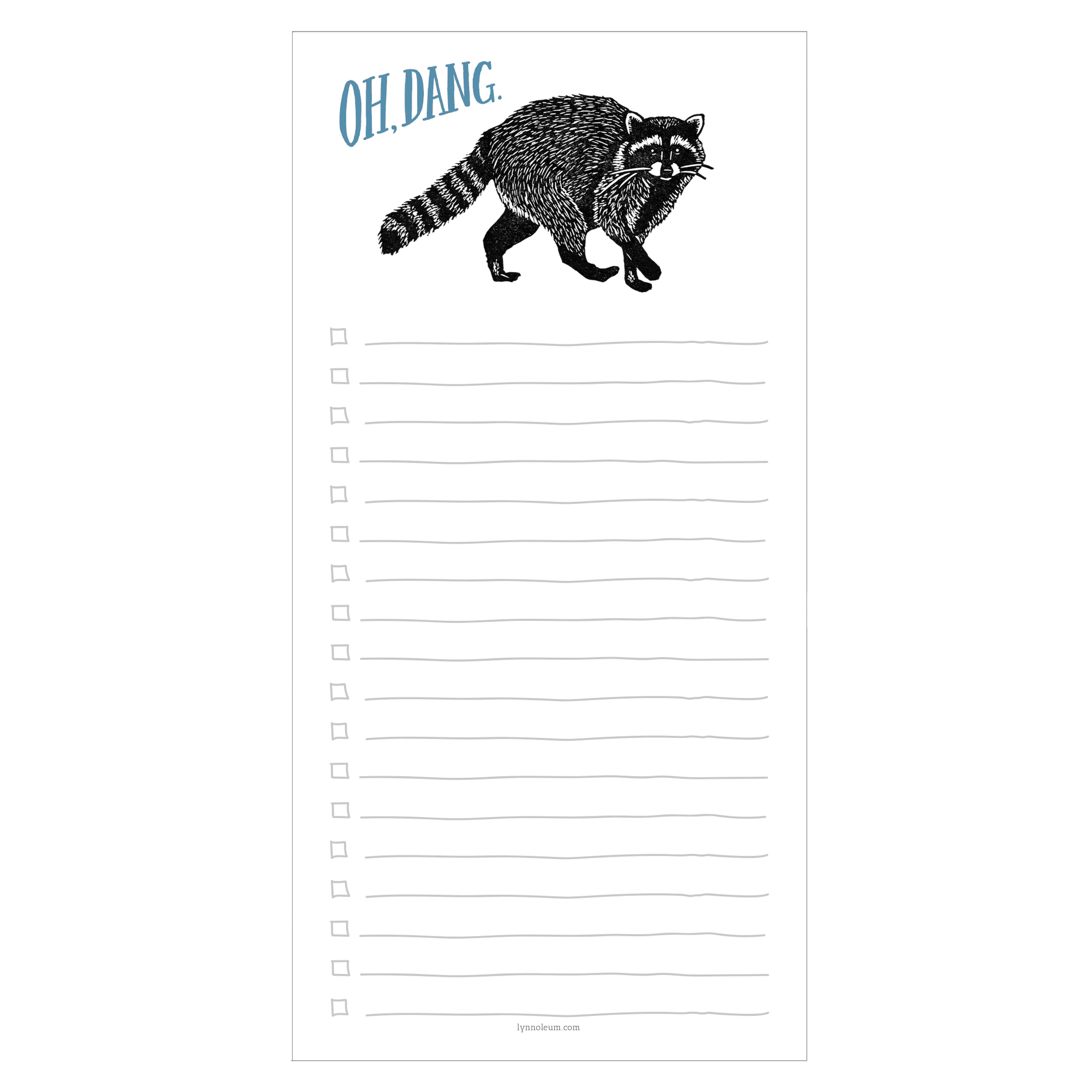 OH DANG. Raccoon Notepad