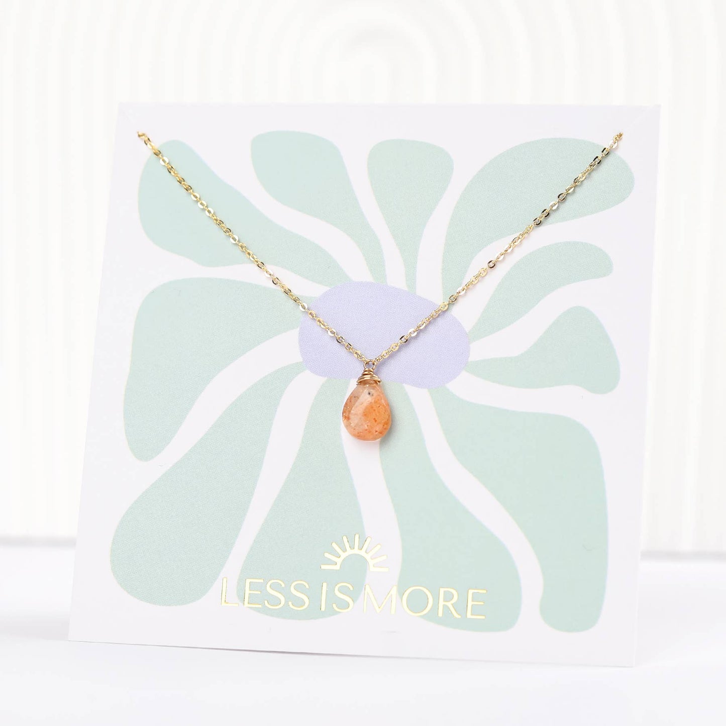 Sunstone Drop Necklace- 14k Gold Dipped