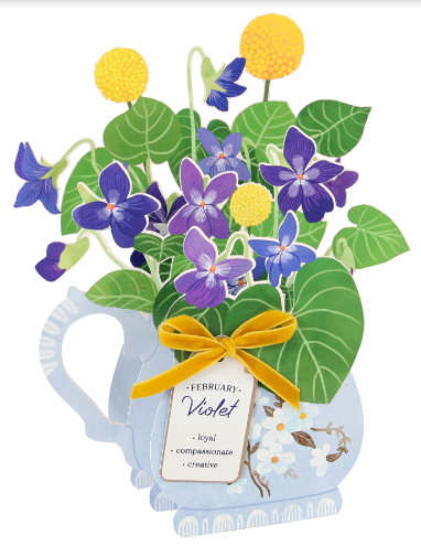 Violet Pop-Up Flower Card with Ribbon Embellishment