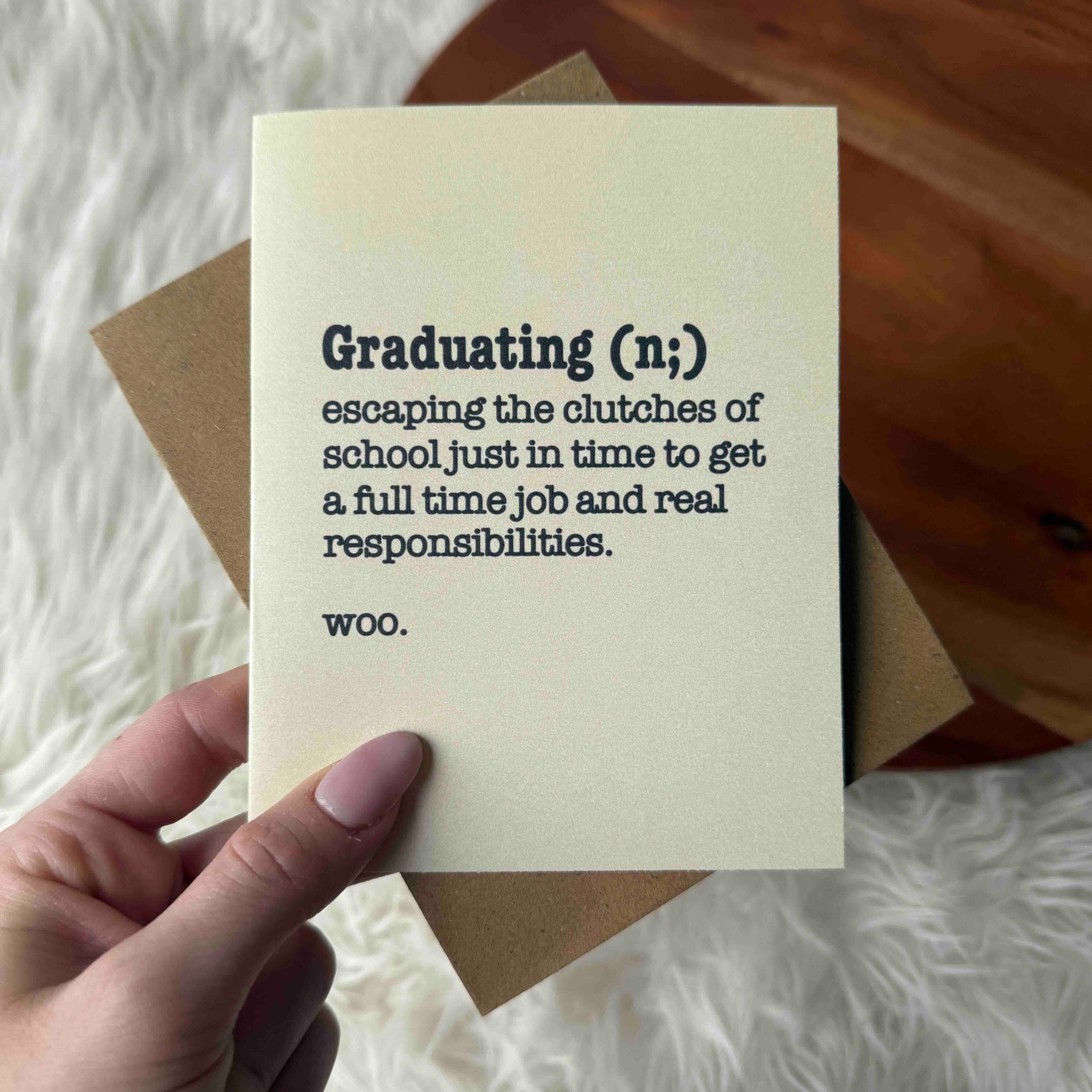 Graduation Definition Funny Grad Card – Graphic-Poetry Stationery Shop