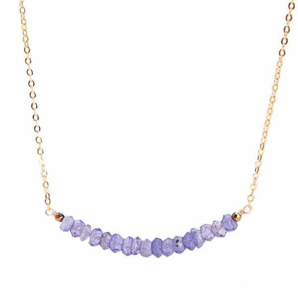 Iolite Smile Necklace- .925 Sterling Silver