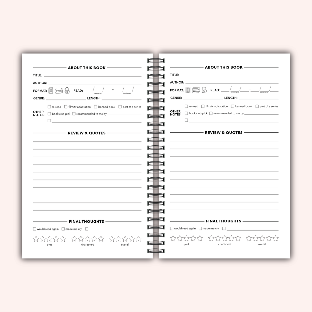 Reading Heart Reading Log Journal | Book Review Tracker