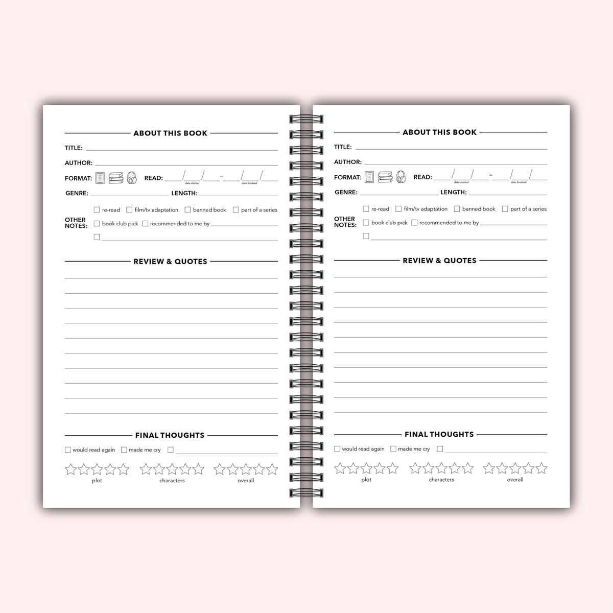 Reading Heart Reading Log Journal | Book Review Tracker