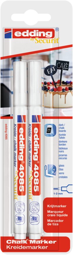 Edding 4085 Chalk Marker - White, Set of 2