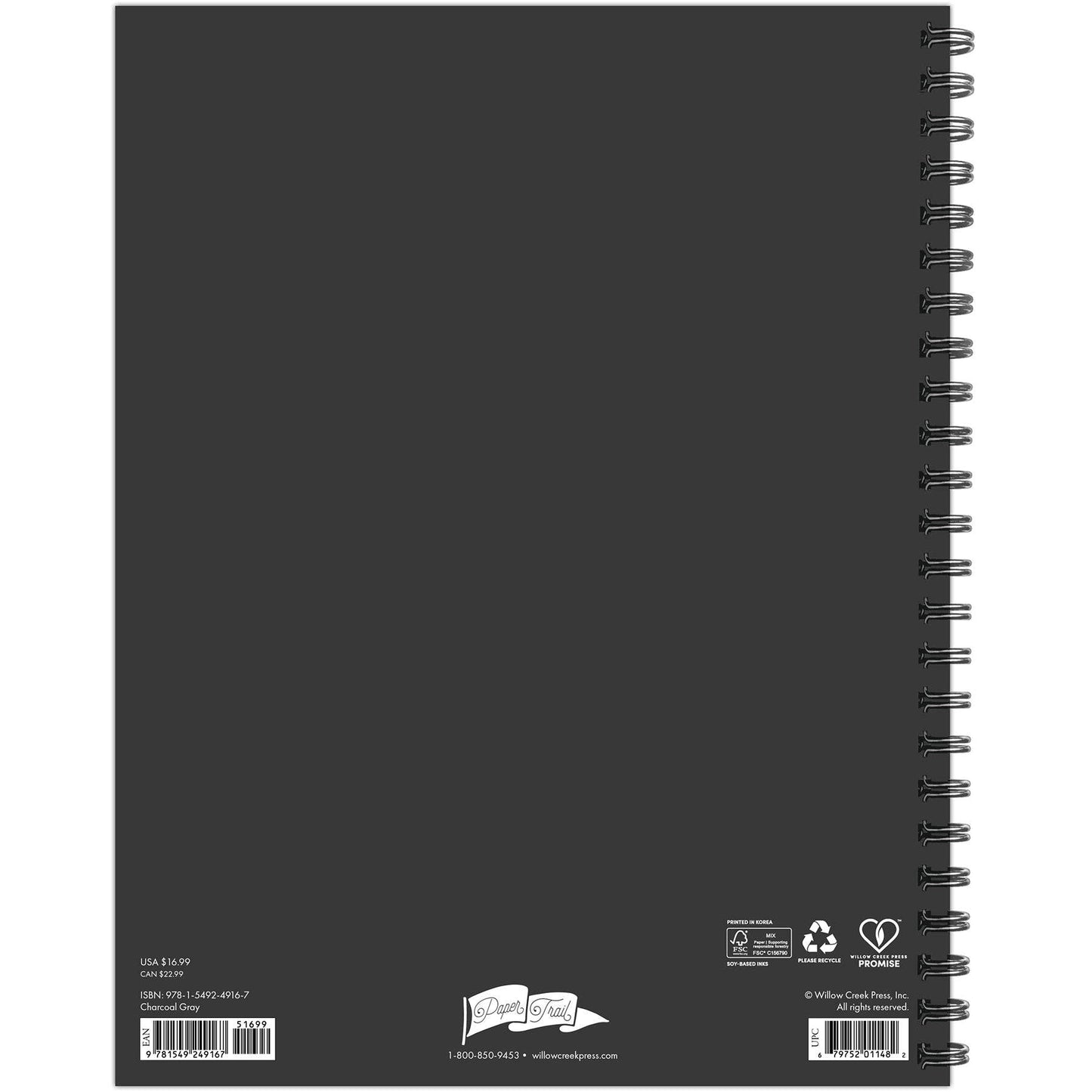 Charcoal Gray 9" x 11" Undated Monthly Planner