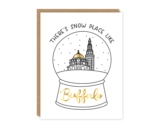 Snow Place Like Buffalo Snow Globe (Gold Foil)  Card