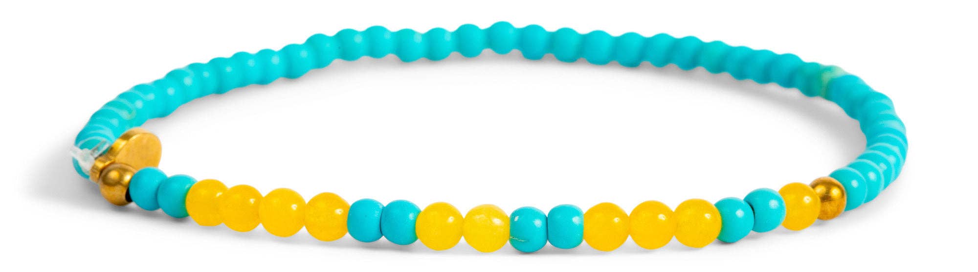 Dainty Morse Code Bracelet - Brave - Turquoise & Yellow Quartz