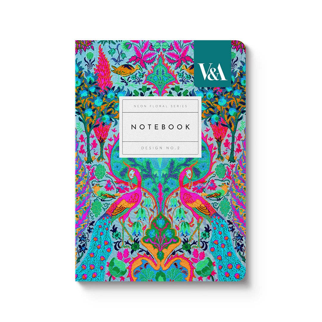 Neon Floral Peacock A6 Notebook