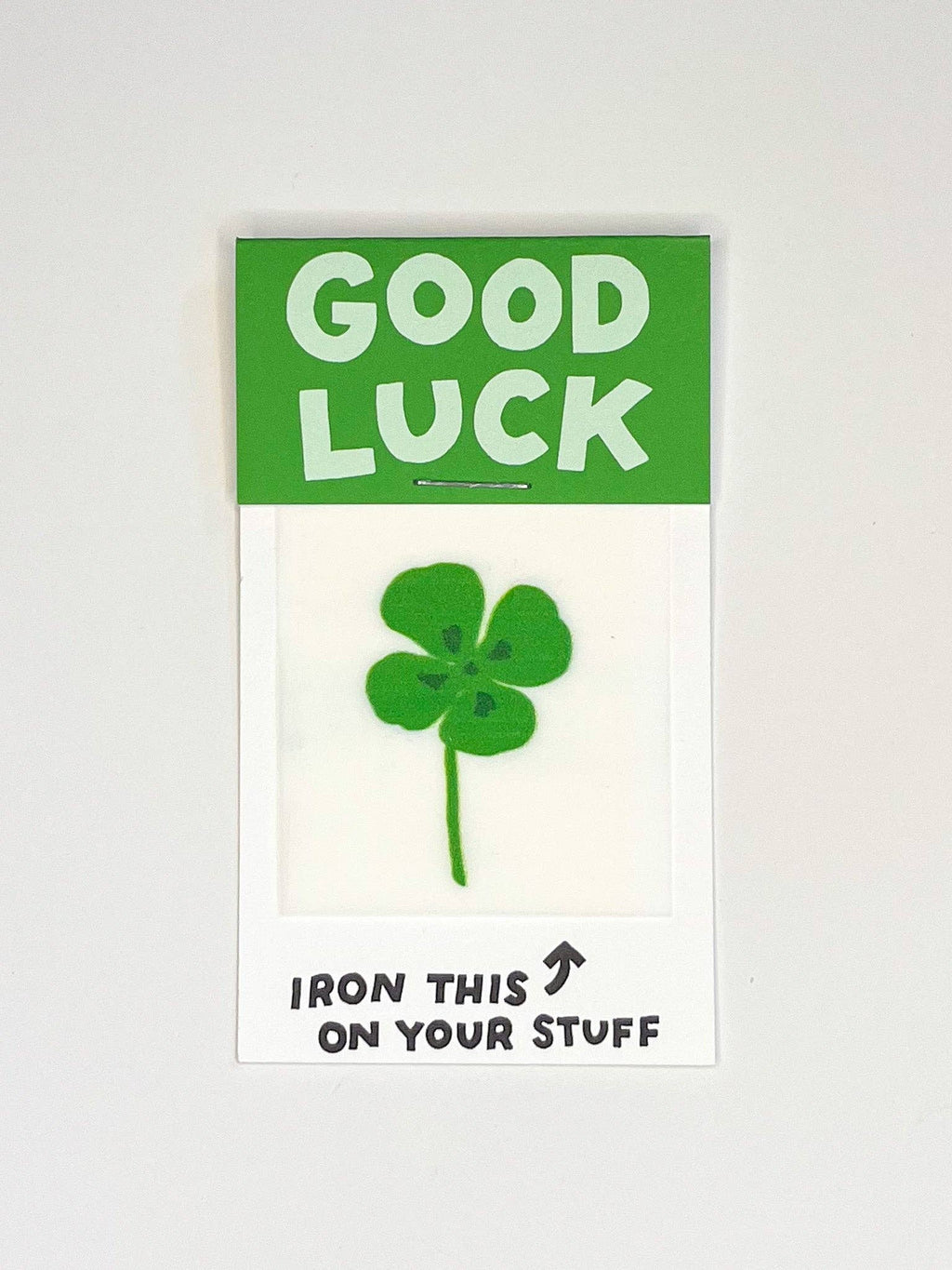 Good Luck Four Leaf Clover L'il Something Iron-On Card