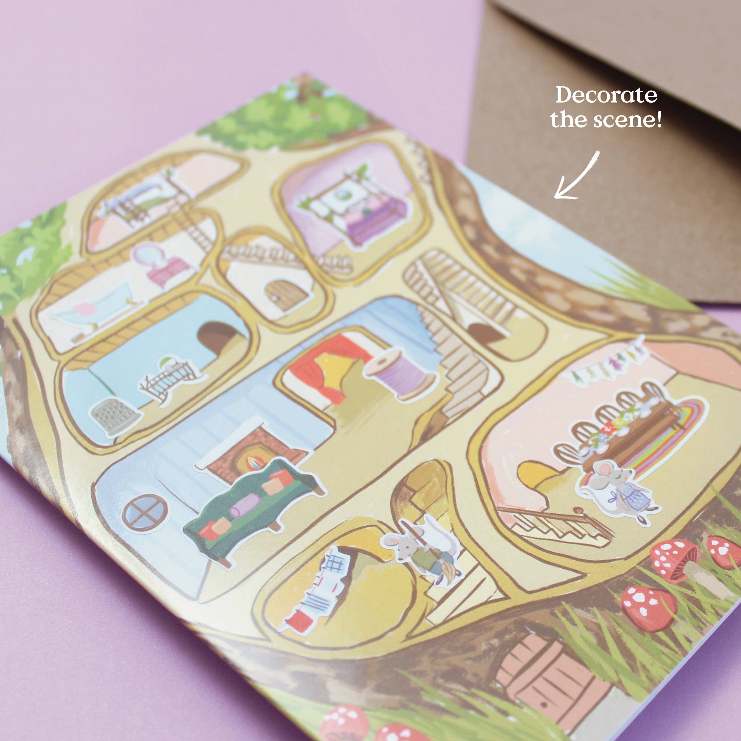 Sticker Scene Card - Mouse House