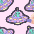 Flipping Off Alien Vinyl Sticker