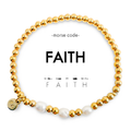 Morse Code Bracelet - Faith - Pearl & Gold Plated