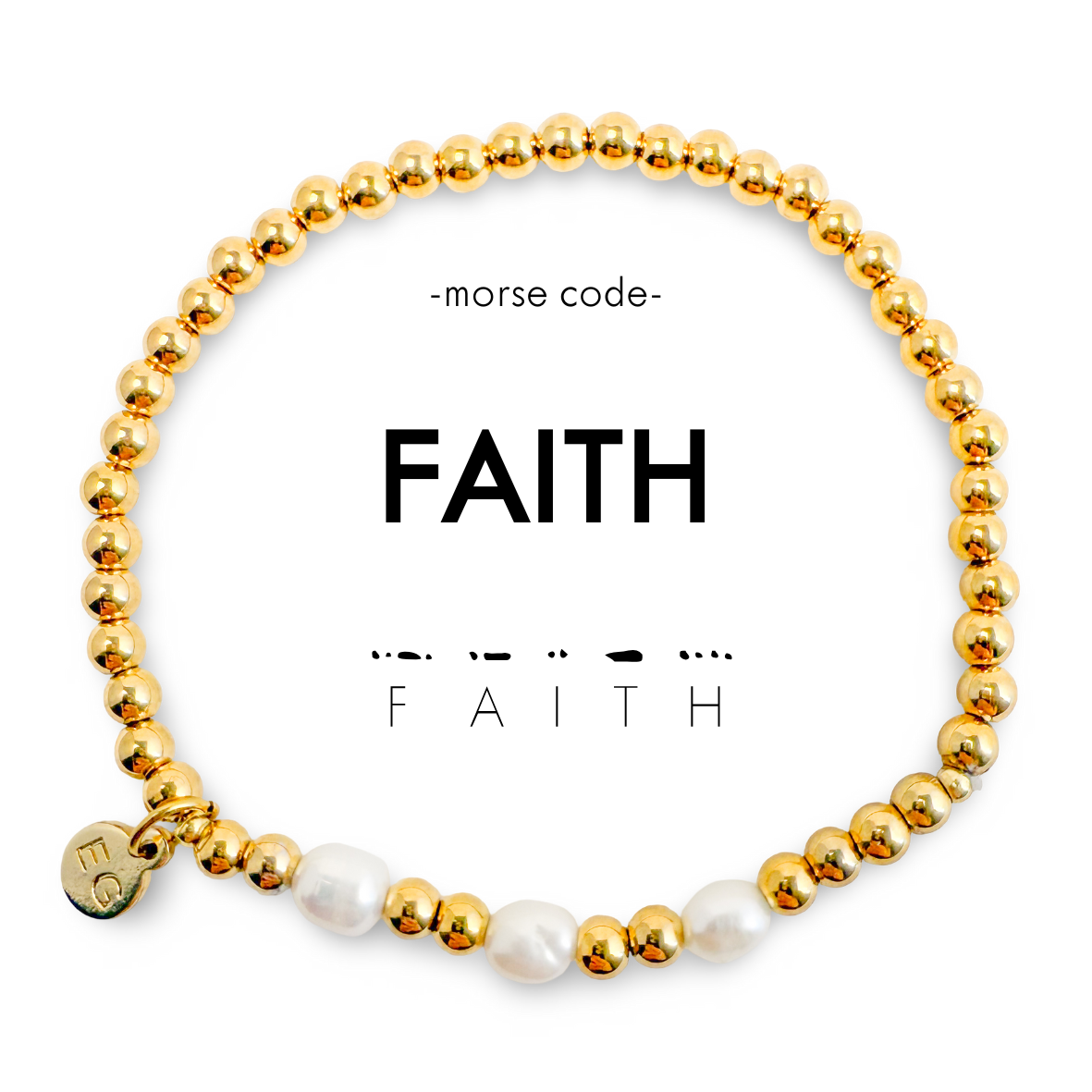 Morse Code Bracelet - Faith - Pearl & Gold Plated