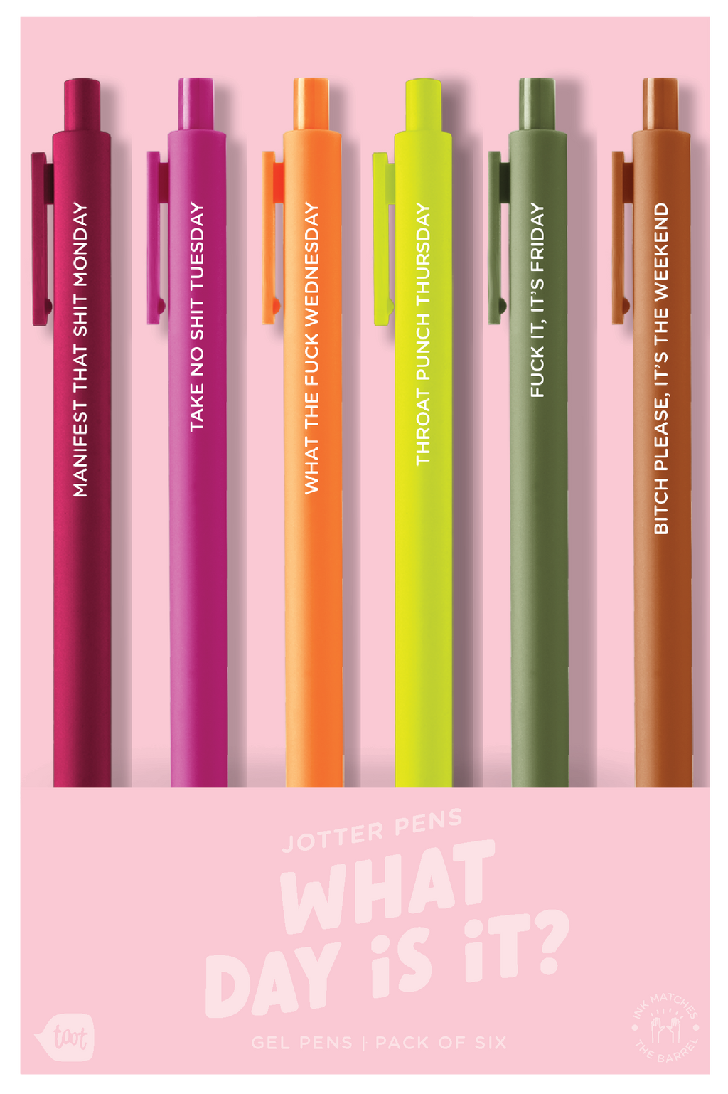 No Worries Jotter Pens - Set of 6