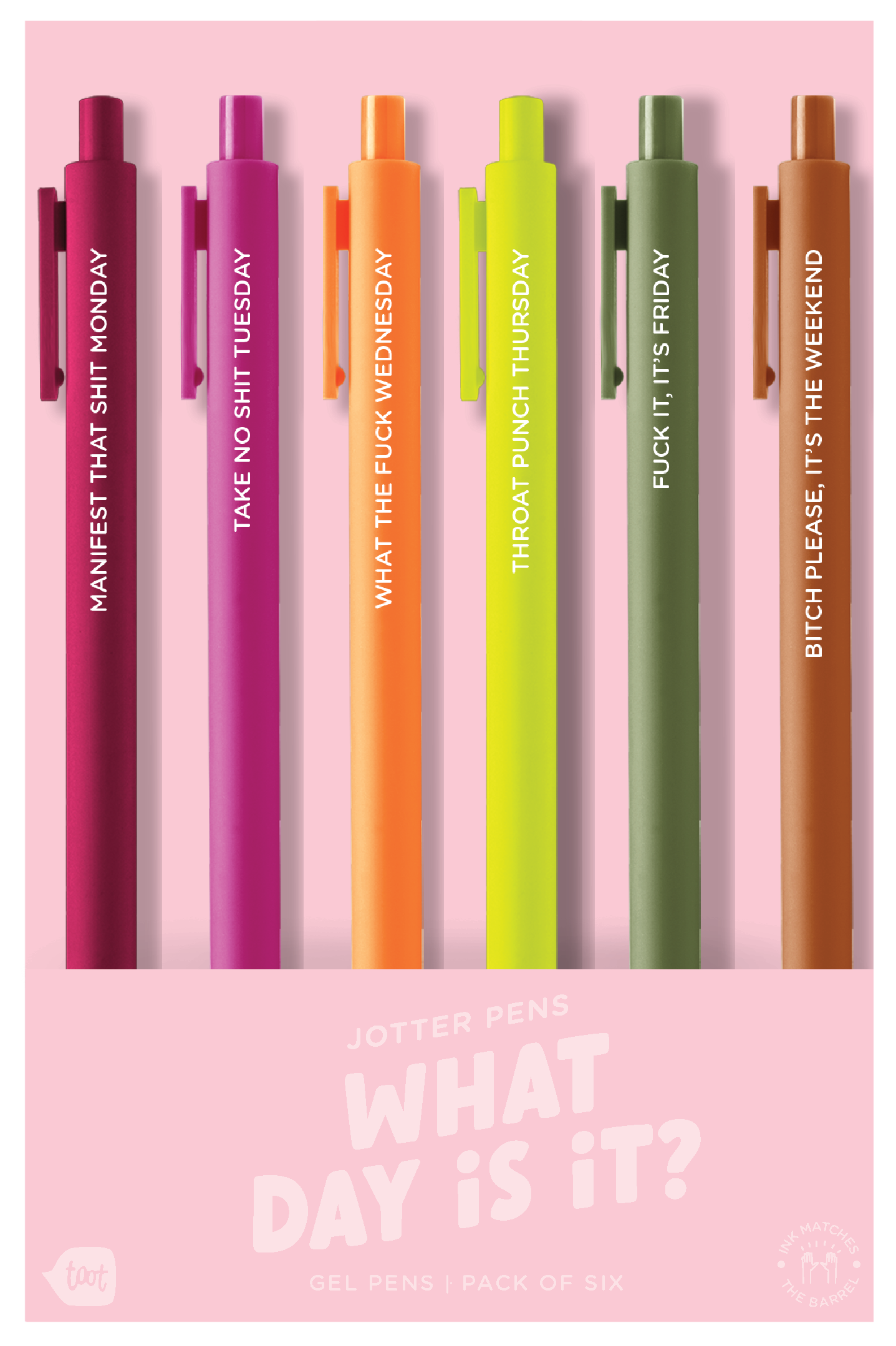 No Worries Jotter Pens - Set of 6