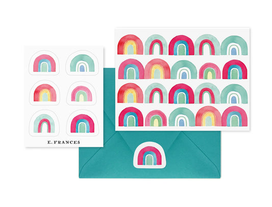 Rainbow Quartet Notecard & Sticker Stationery Set (6 cards)