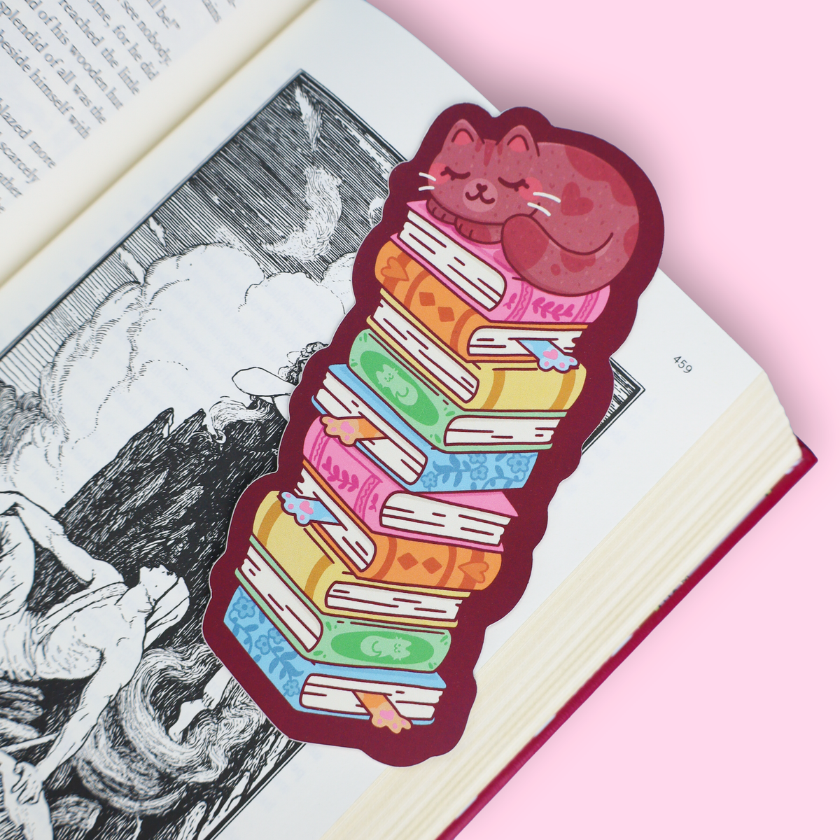 Book Stack Cat Bookmark