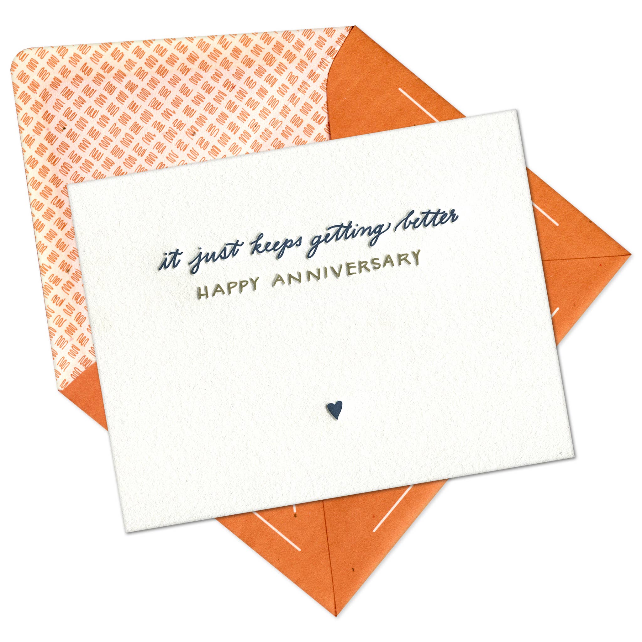 Love Anniversary Letterpress Card - It Keeps Getting Better