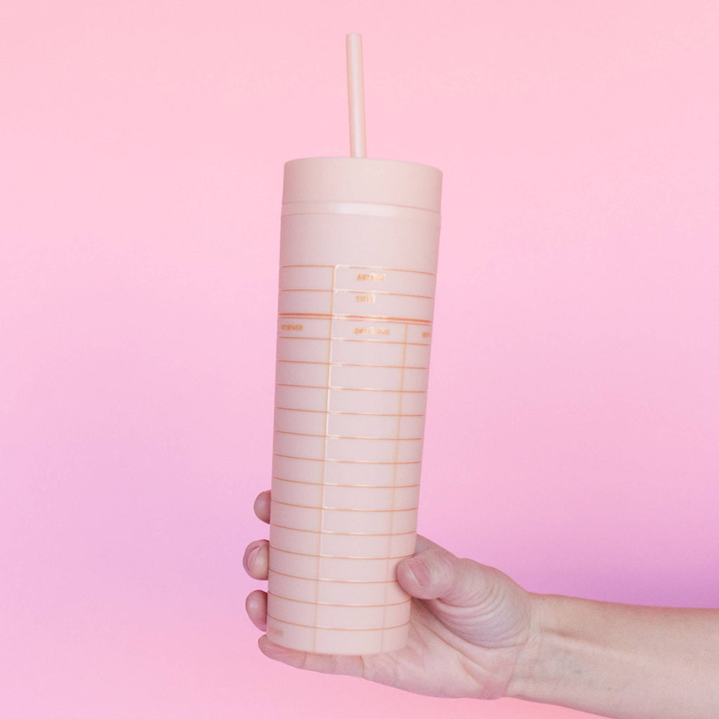 Library Card Tumbler- Peach