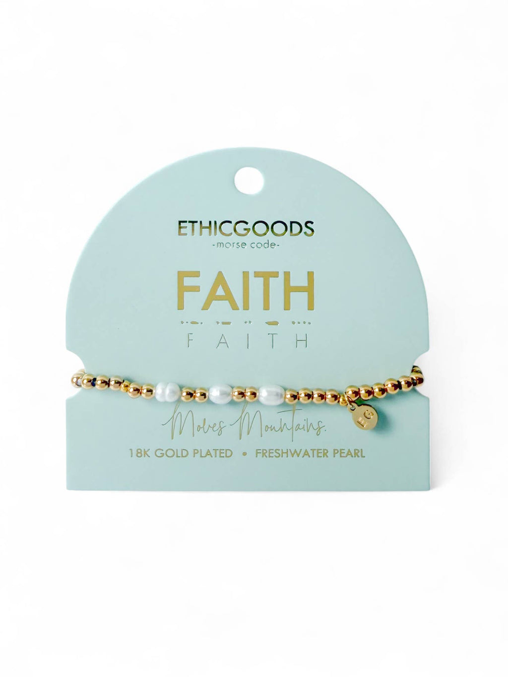 Morse Code Bracelet - Faith - Pearl & Gold Plated