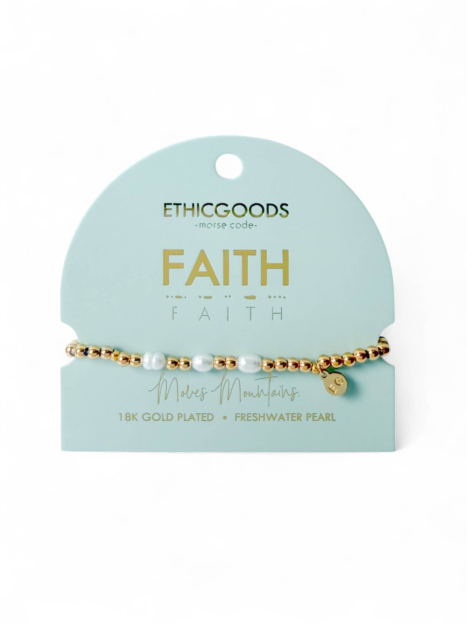 Morse Code Bracelet - Faith - Pearl & Gold Plated