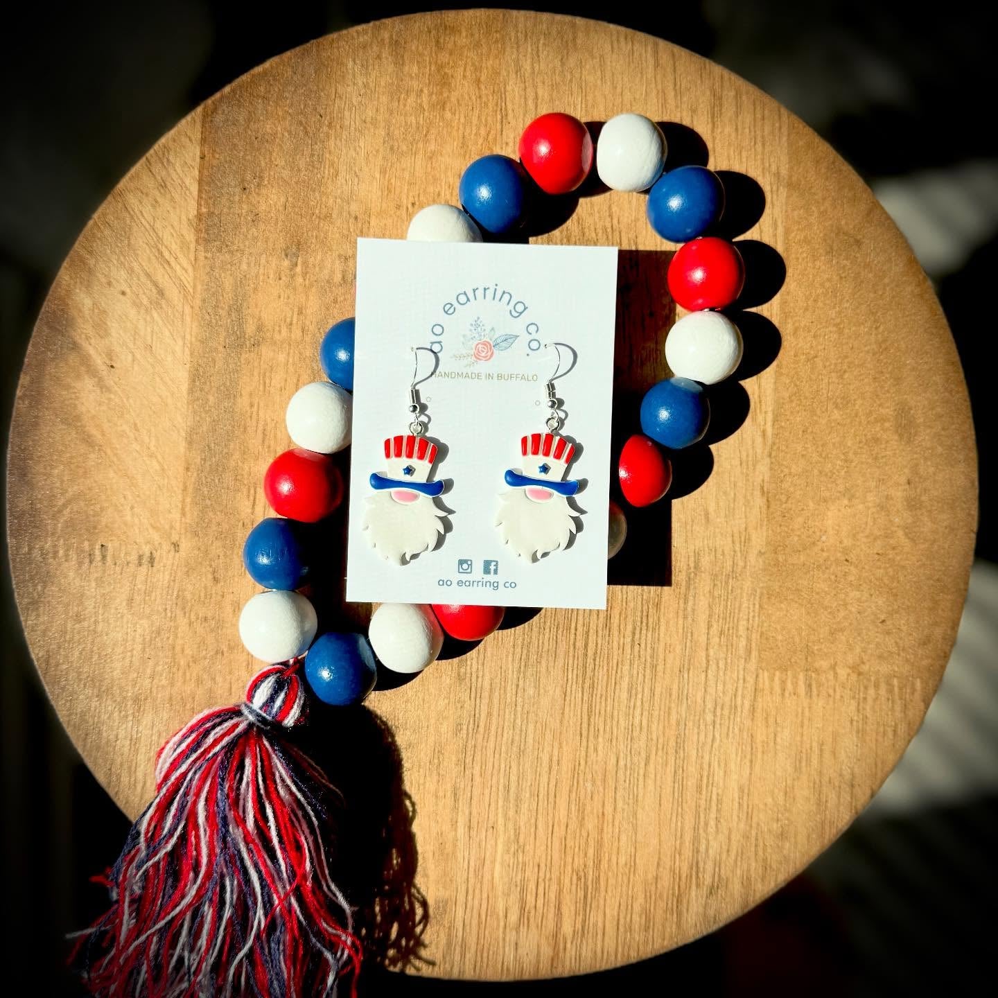 Patriotic Gnome Dangles