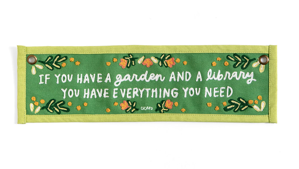 Garden And A Library Canvas Banner