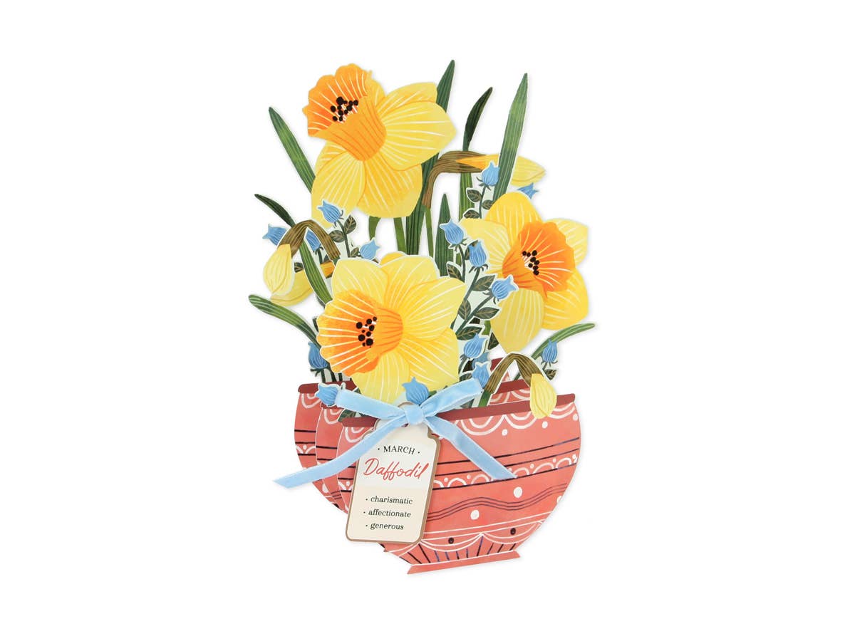 Daffodil Pop-Up Flower Card with Ribbon Embellishment- March