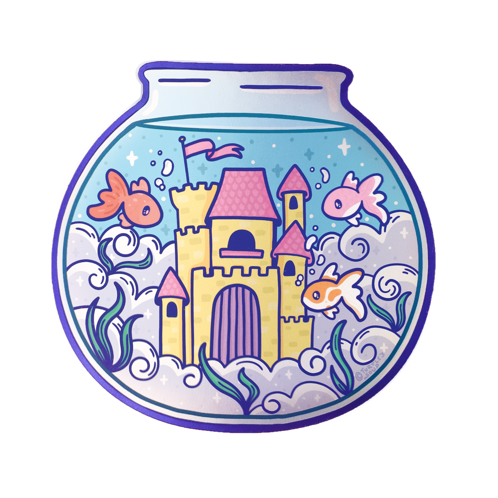 Goldfish Castle Glitter Sticker