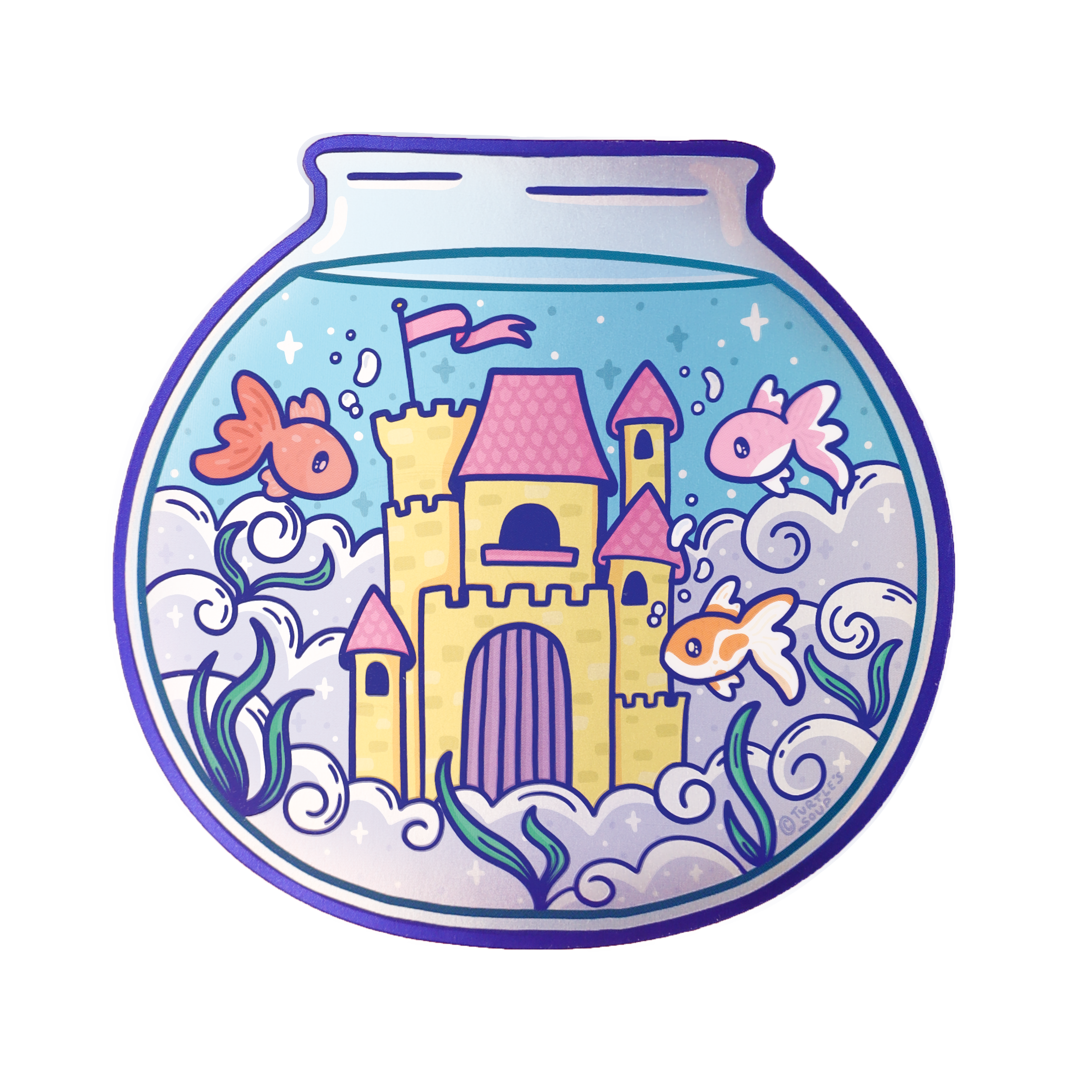 Goldfish Castle Glitter Sticker