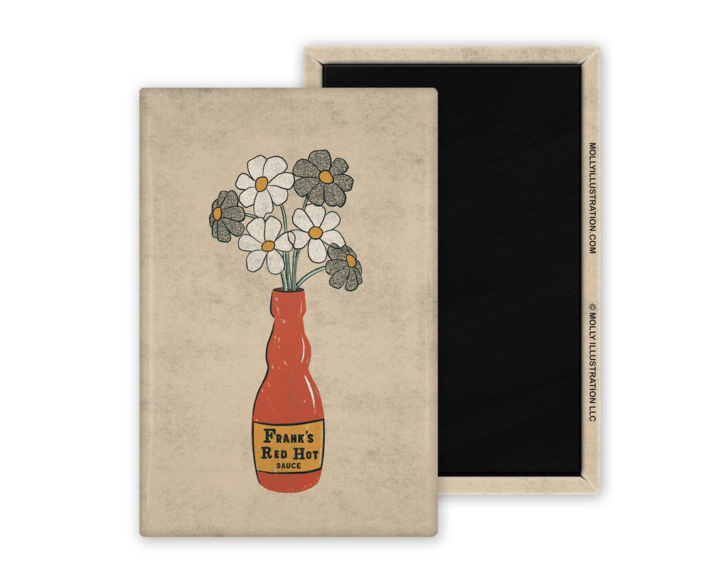 Hot Sauce Vase with Flowers Illustrated Magnet