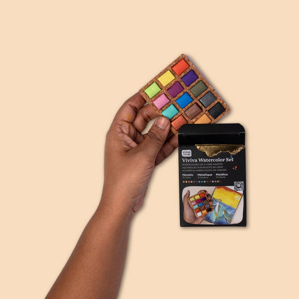 Mini Watercolor Pan - Metallic 15 Color Palette