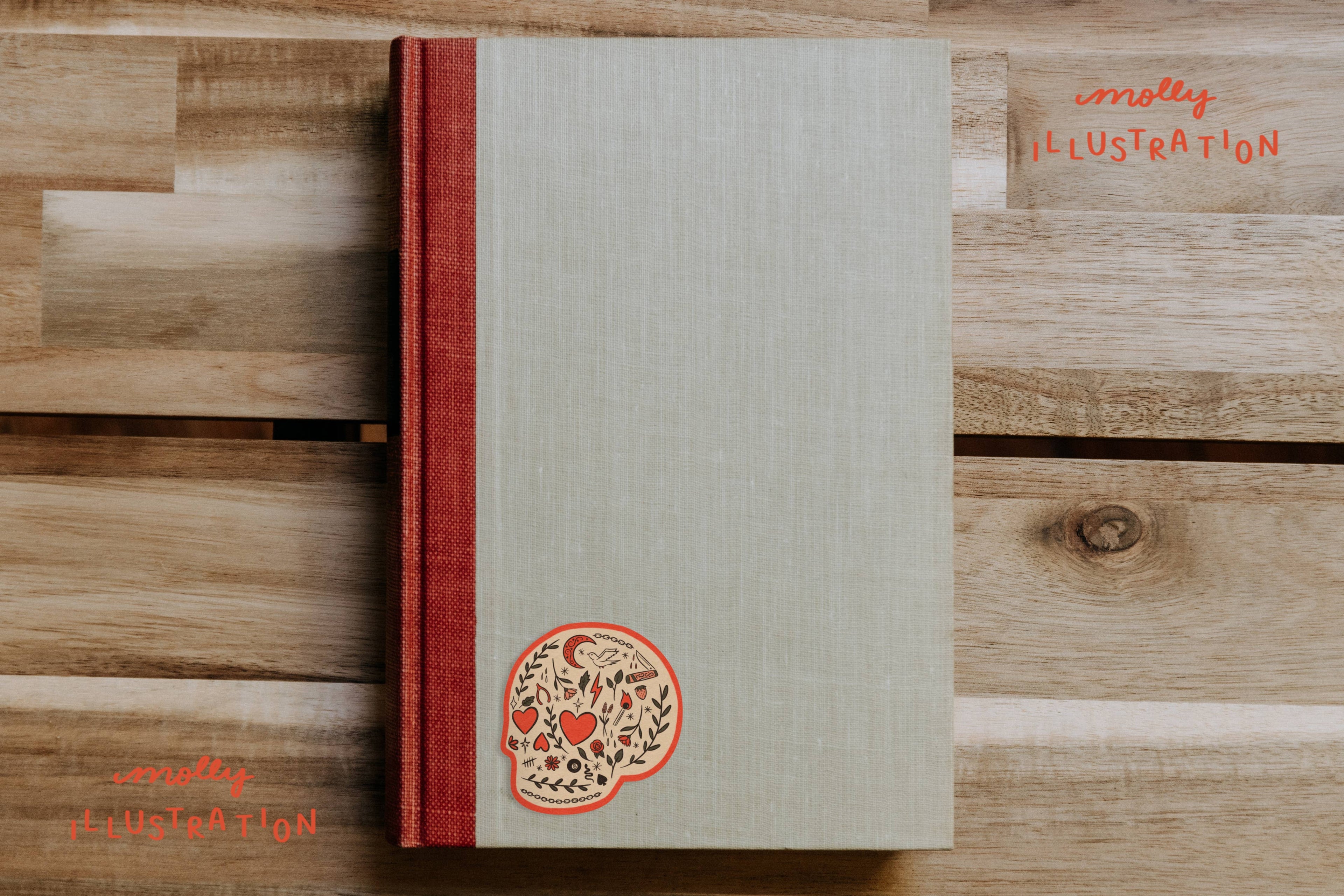 Heart Eyes Botanical Skull Sticker