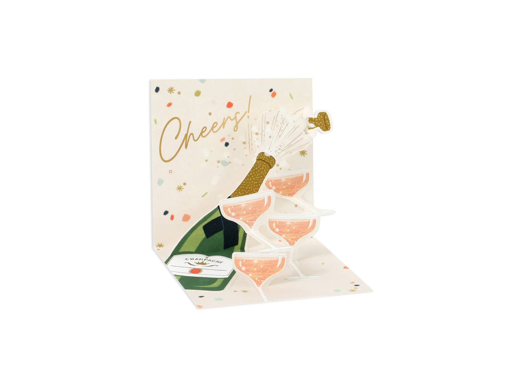 Mini Pop-up Card with Champagne Bottle & Glasses- Cheers!