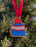 Buffalo Winter Hat Wooden Ornament