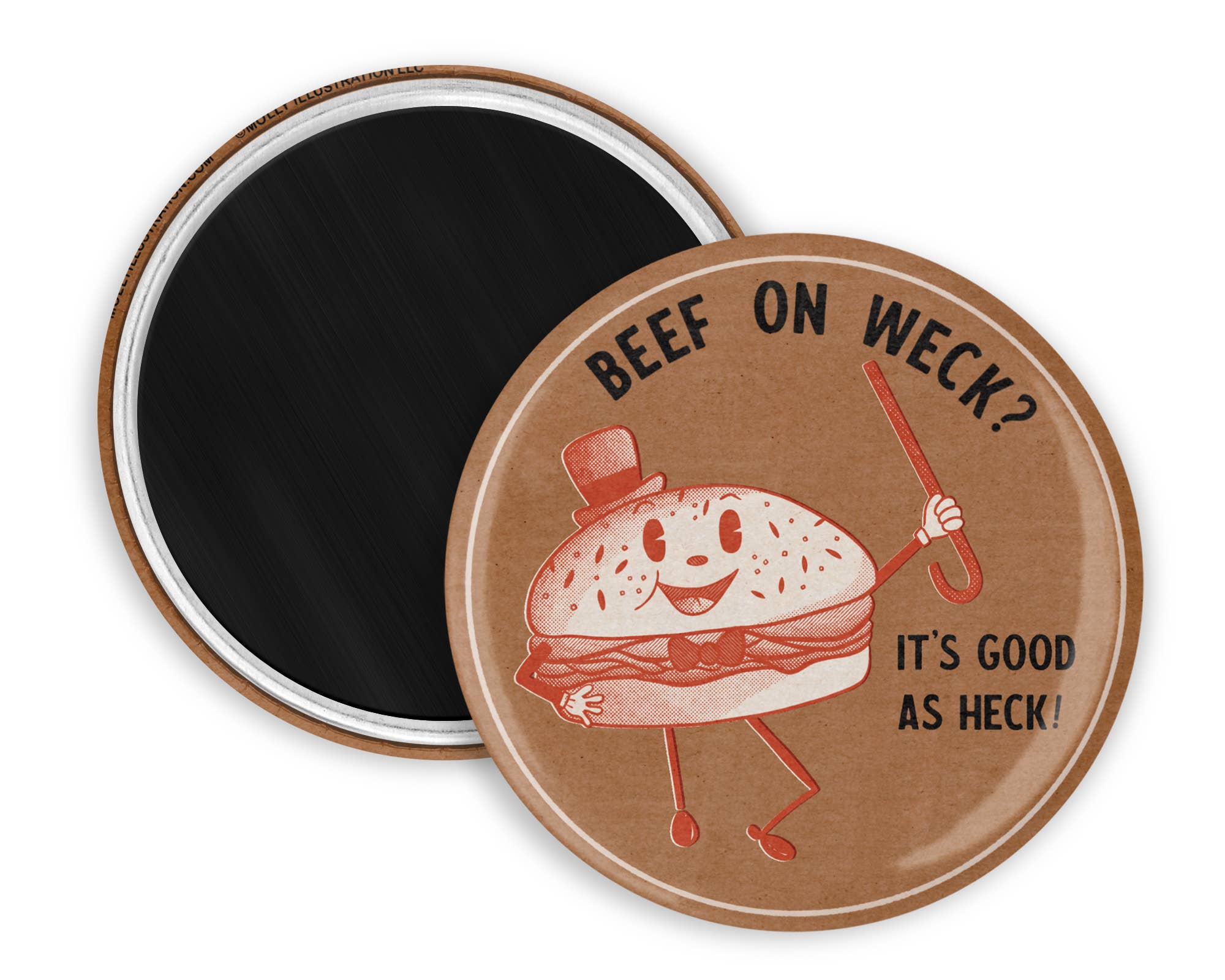 Beef on Weck Sandwich Illustrated Magnet